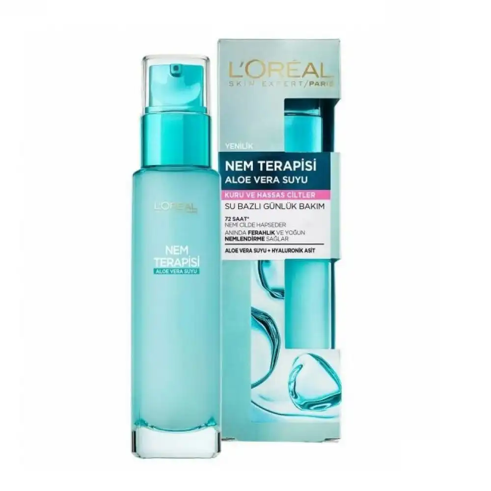 loreal-paris-nem-terapisi-aloevera-suyu-normal-ve-hasas-ciltler سرم آبرسان آلوئه ورا لورال LOREAL پوست های خشک و حساس