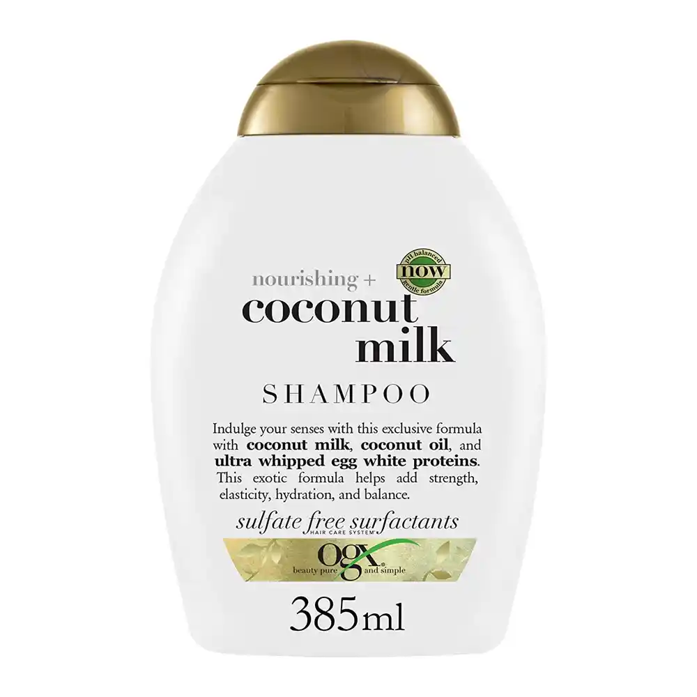 ogx-coconut-milk-shampoo-385ml شامپو او جی ایکس شیر نارگیل نرم کننده فوق قوی مو