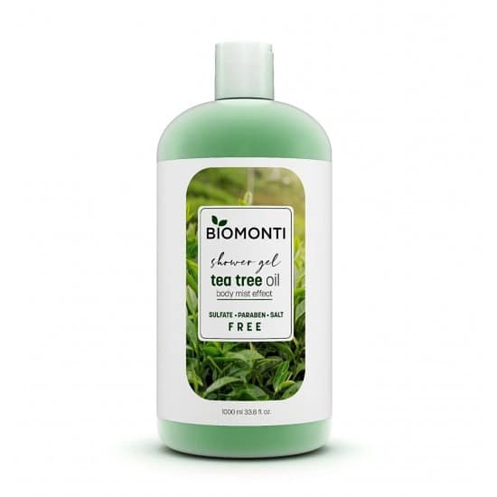biomonti-tea-tree-oil-shower-gel-1000-ml-maso-kala شامپو بدن بدون پارابن بیومونتی Biomonti مدل Tea Tree Oil حجم 1000 میل