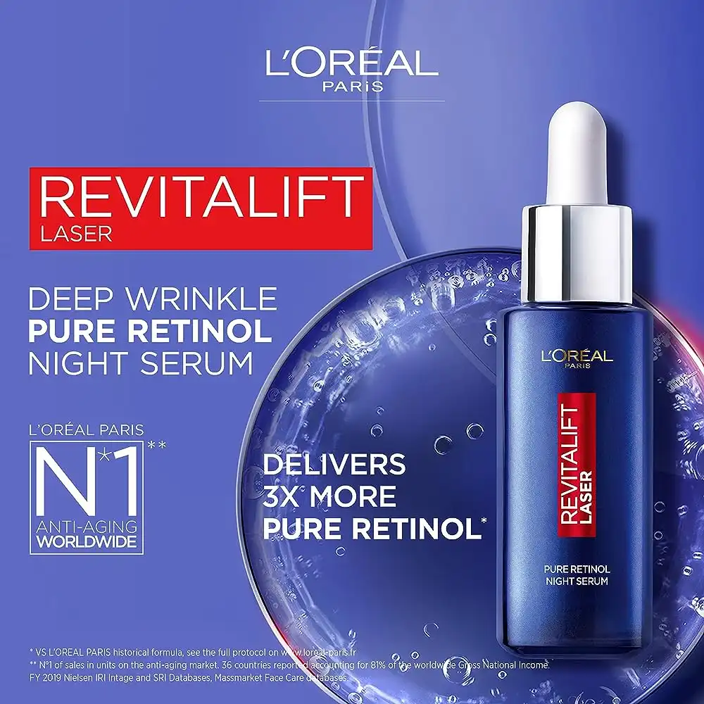 سرم شب ضد چروک لورال Loreal مدل Revitalift Lazer حاوی رتینول