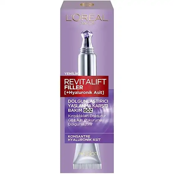 Paris-Revitalift-Filler-Eye-Cream-a کرم دور چشم لورال Loreal مدل Revitalift Filler حاوی هیالورونیک اسید