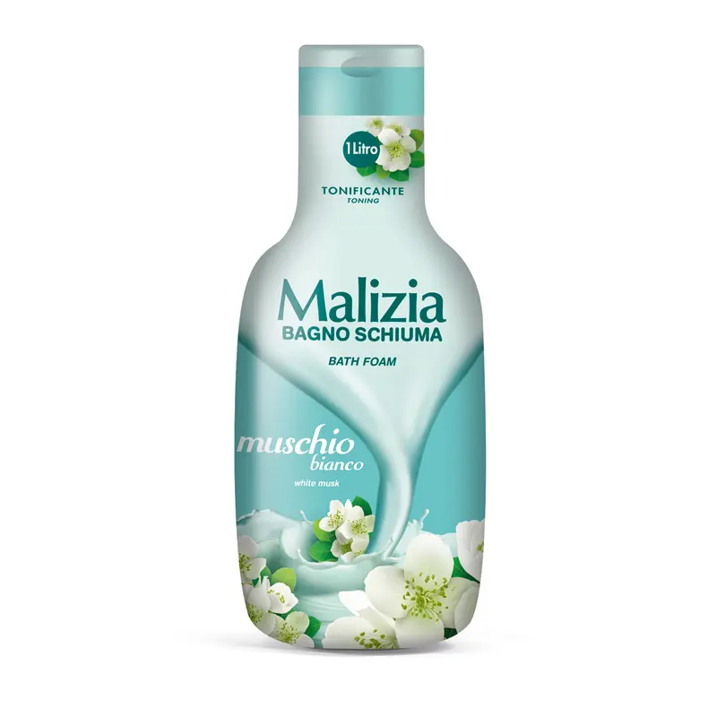 malizi-bango-schiuma-1000-ml-muschuio-bianco-maso-kala شامپو بدن مالزیا Malizia حاوی عصاره شکوفه های بهاری حجم 1000 میل