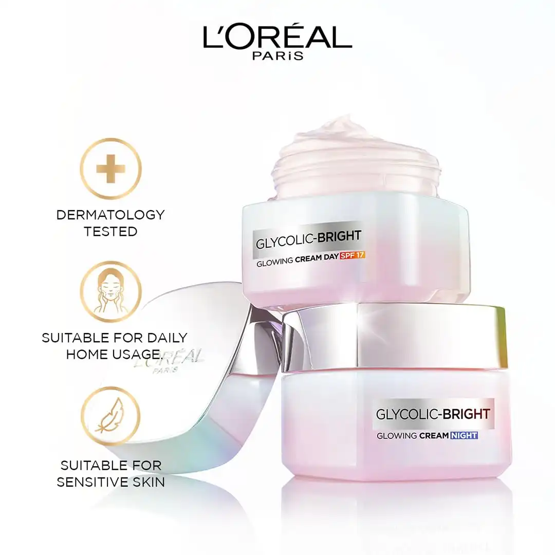 کرم روز روشن کننده و ضد لک لورال Loreal مدل Glycolic Bright