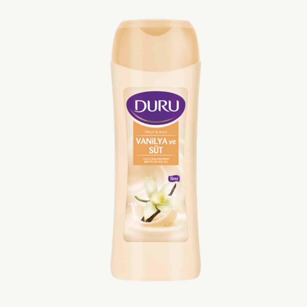 duru-milk-cream-vanilla-body-shampoo-masokala-com شامپو بدن دورو DURU حاوی کرم شیر و وانیل حجم 450 میل