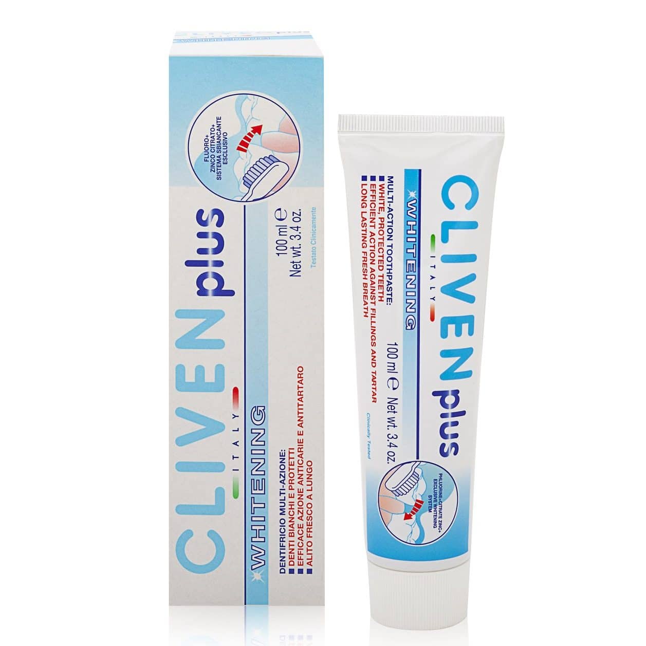 Cliven-Plus-Whitening-ToothPaste-masokala-com خمیر دندان کلیون CLIVEN سفید کننده حجم 100 میل