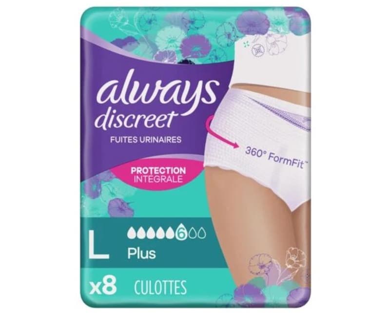 always-discreet-incontinence-fiutes-urin-ares-pants-l-masokala.com نوار بهداشتی شورتی آلویز Always مدل fuites urinaires