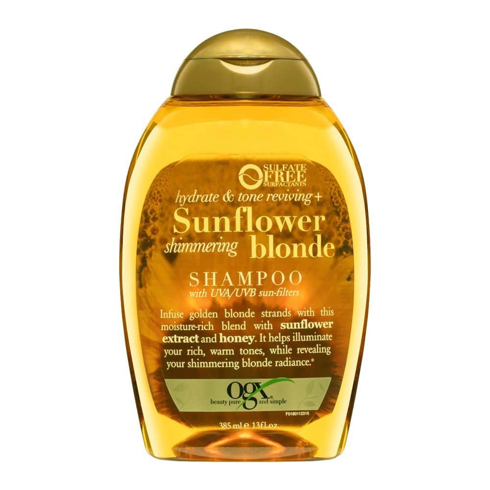 ogx-sunflower-blonde-shampoo-masokala-com شامپو او جی ایکس Ogx حاوی گل آفتابگردان حجم 385 میل