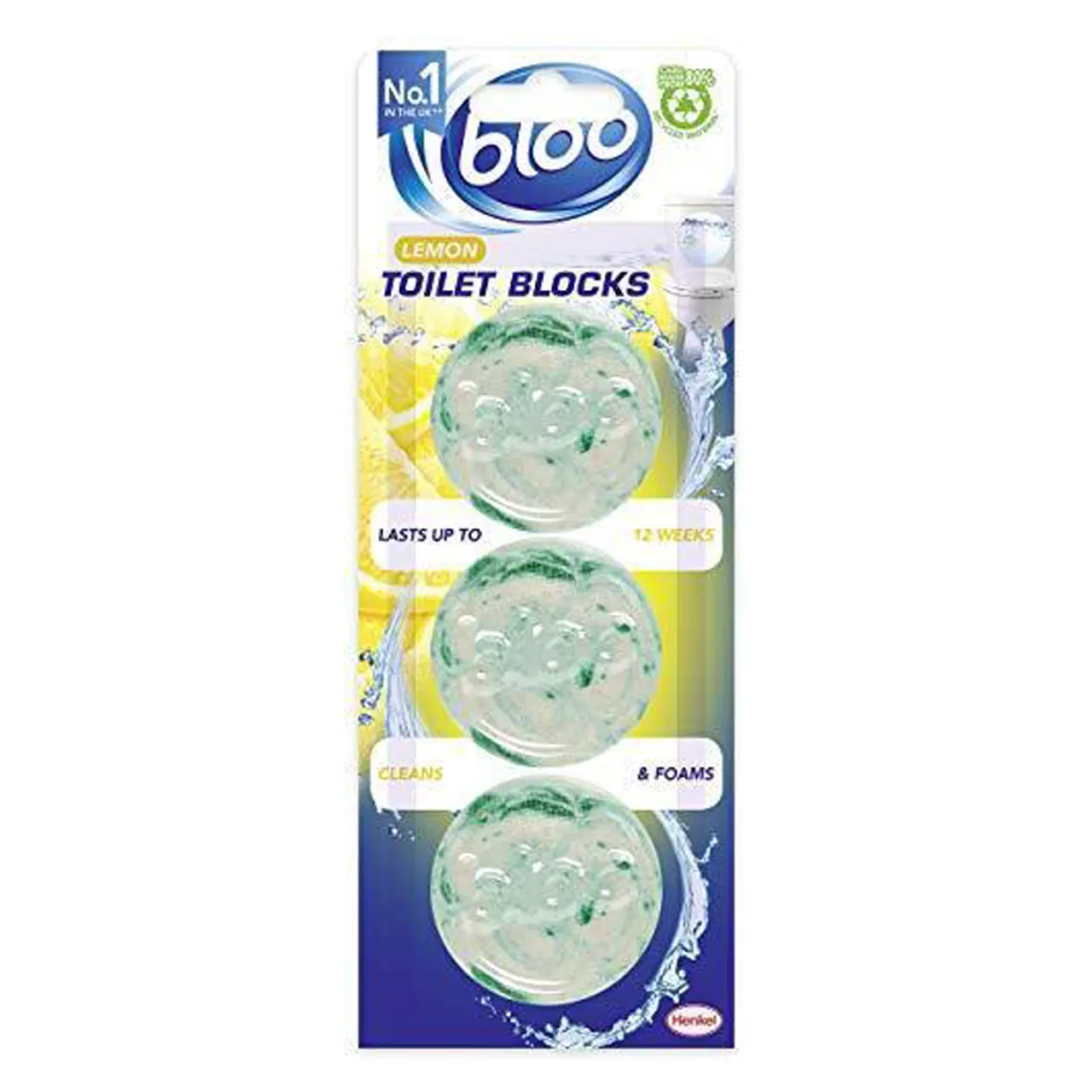 Bloo lemon Toilet x3 Blocks Original Purple 114g قرص جرم گیر فلاش تانک بلو Bloo رایحه لیمو