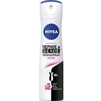Nivea Clear اسپری ضد تعریق نیوا مدل Чорне та біле Невидимий Clear