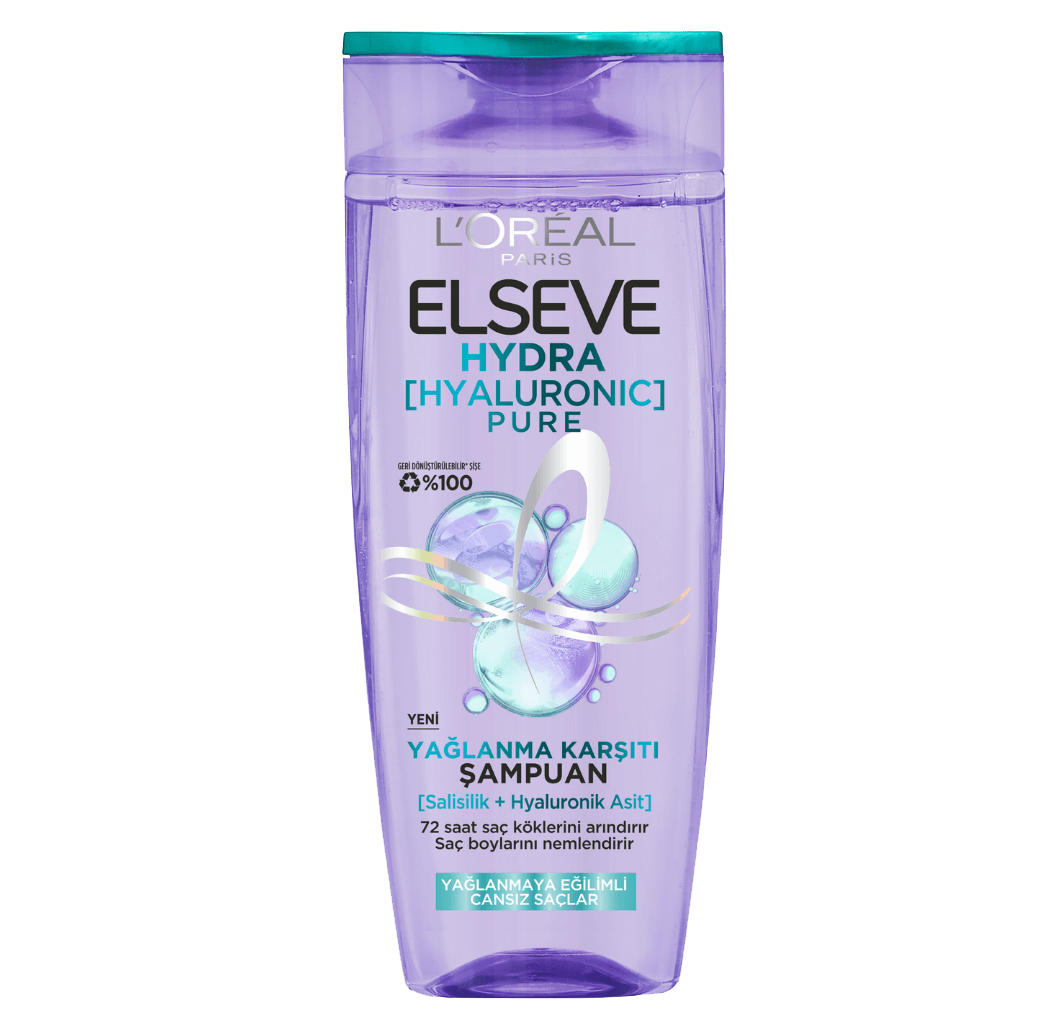 Elseve Hydra Hyaluronic Pure Anti-Oil Shampoo شامپو لورال موهای چرب مدل Hydra Hyaluronic