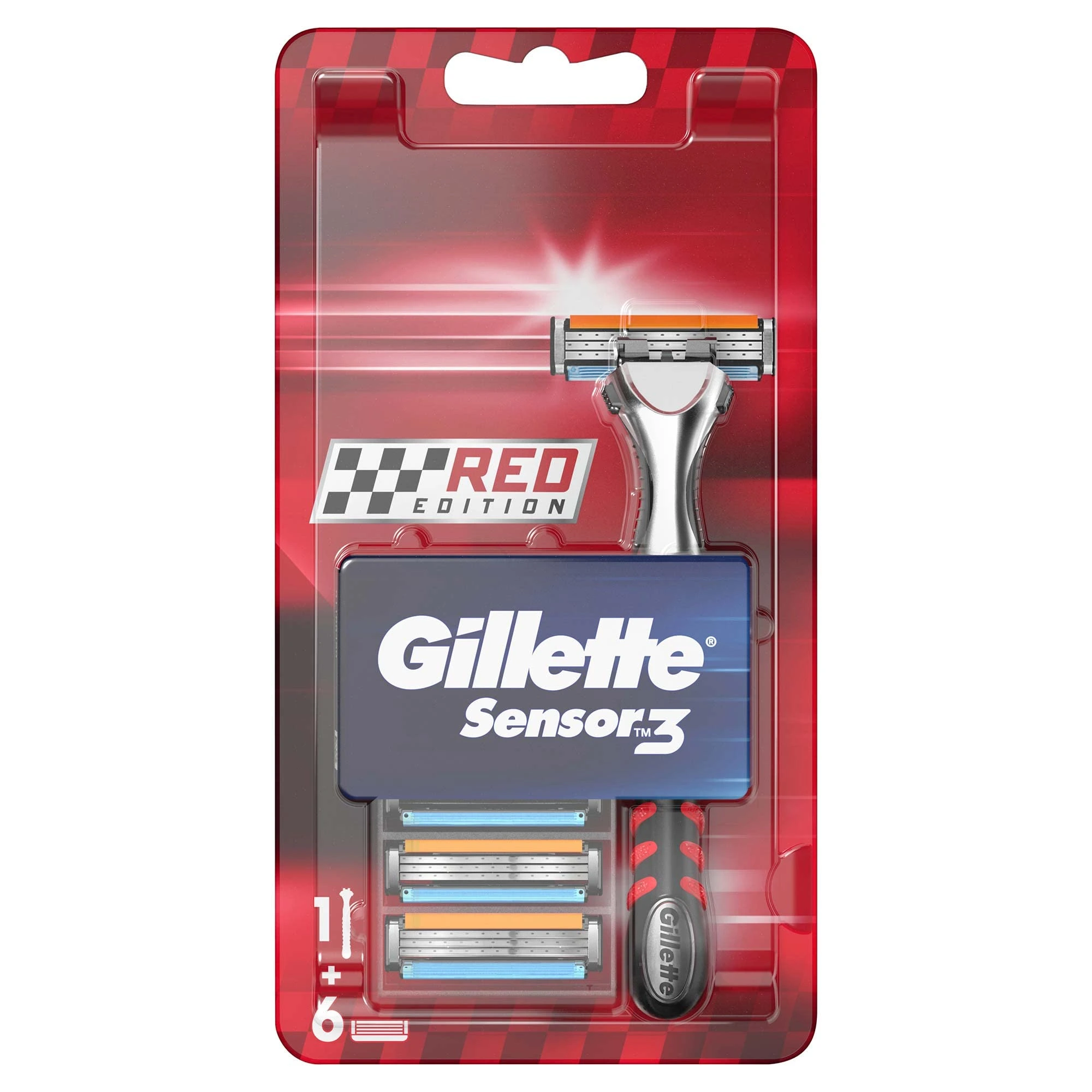 gillette-sensor-3-red-edeition-masokala-com (3) ست دسته و 6 عدد یدک ژیلت سنسور Gillette Sensor 3 مدل Red Edition