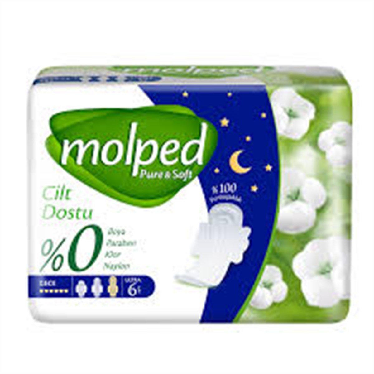 molped-pure-soft-nightpad-6pcs نوار بهداشتی مولپد