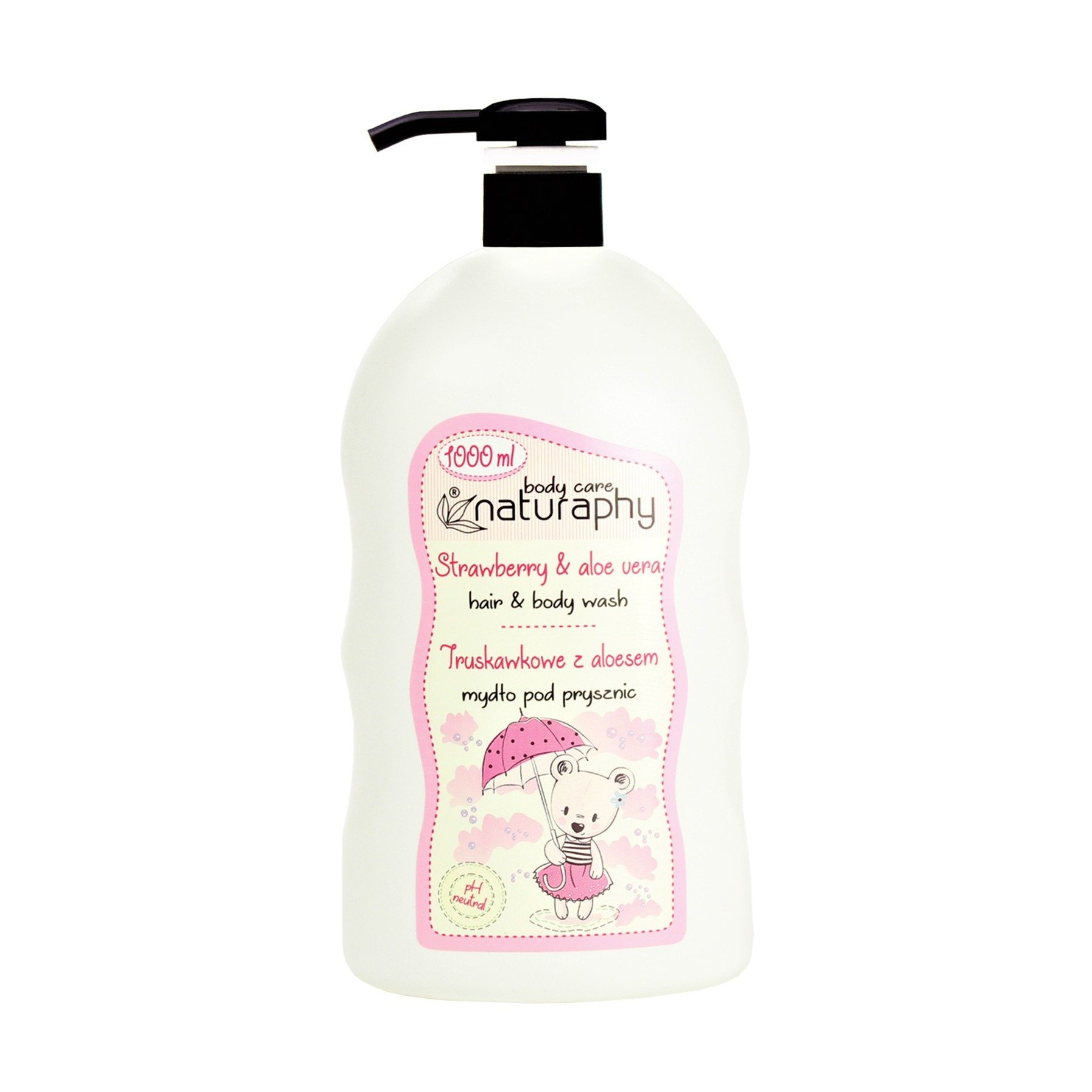 Naturaphy Kids Shower Gel Shampoo Strawberry & Aloe Vera 1 شامپو بچه ناتروفی سر و بدن رایحه توت فرنگی و آلوئه ورا
