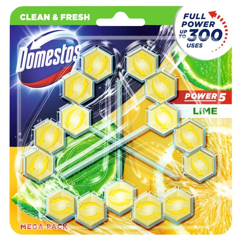 Domestos Power 5 Toilett Rim Block lime جرم گیر توالت فرنگی دامستوس رایحه لیمو