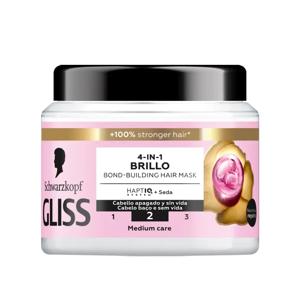 Gliss 4-In-1 Brillo Bond-Building Hair Mask 400 ml ماسک مو 4 کاره گلیس درخشان کننده و ترمیم کننده ساقه مو