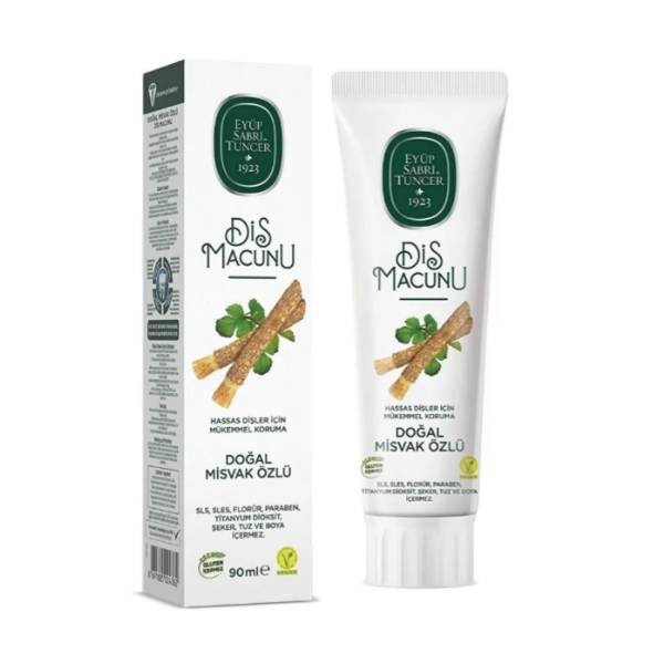 ayoub-sabri-toothpaste-with-misvak-ozlu خمیر دندان ایوب صبری Eyüp Sabri Misvak عصاره مسواک حجم 90 میل