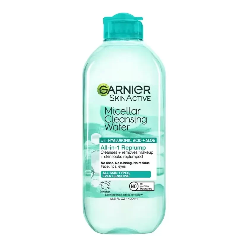 Garnier Micellar Water Hyaluronic Acid Aloe 400 ml- میسلار واتر گارنیر حاوی هیالورونیک اسید و آلوئه ورا مناسب انواع پوست
