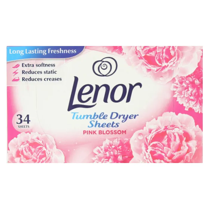lenor-tumble-dryer-sheets-pink-blossom-masokala-com (3) دستمال خوشبو کننده لباس لنور Lenor رایحه Pink Blossom بسته 34 عددی