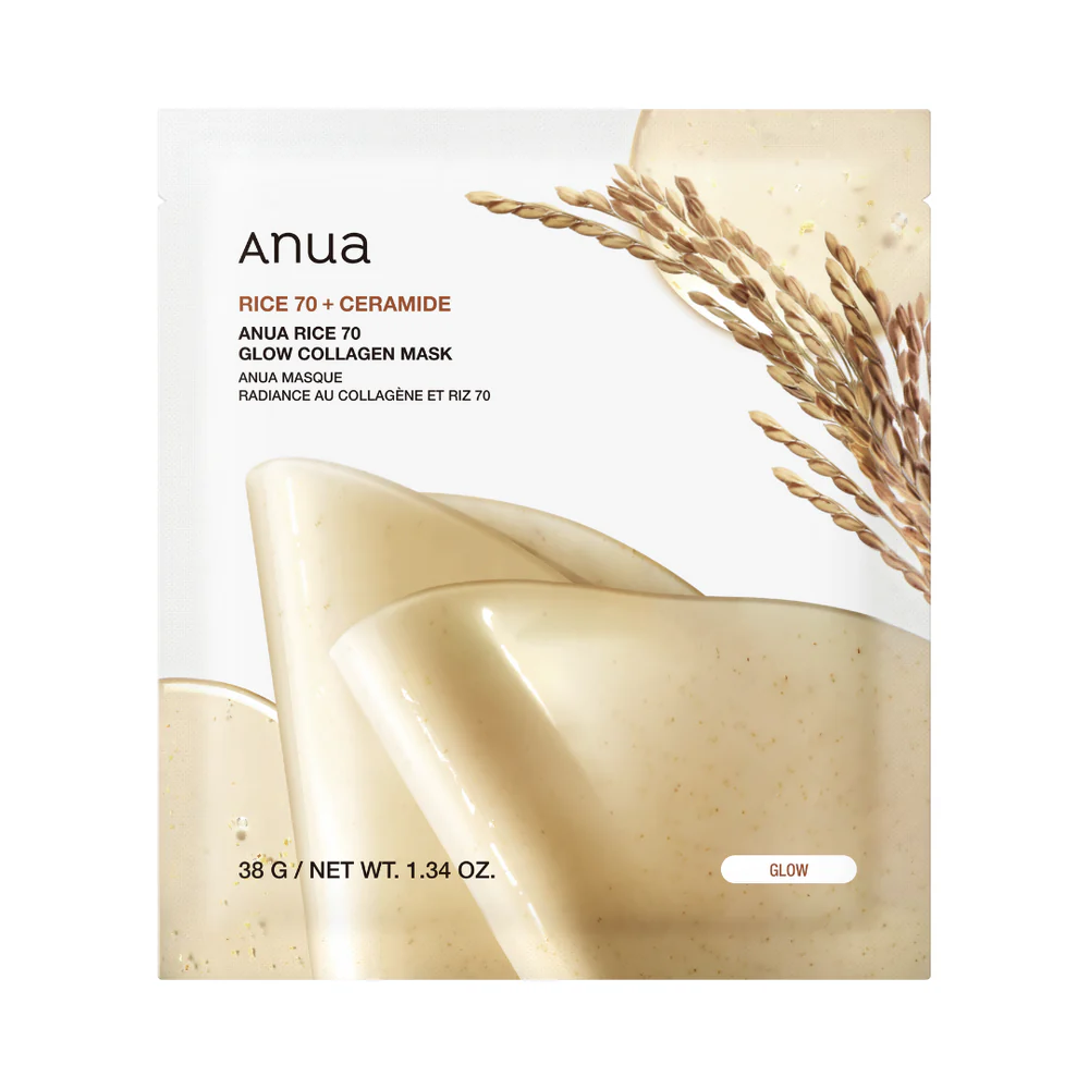 Anua_20-_20Rice_2070_20Glow_20Collagen_20Mask ماسک ورقه ای برنج و سرامید کلاژن دار آنوا