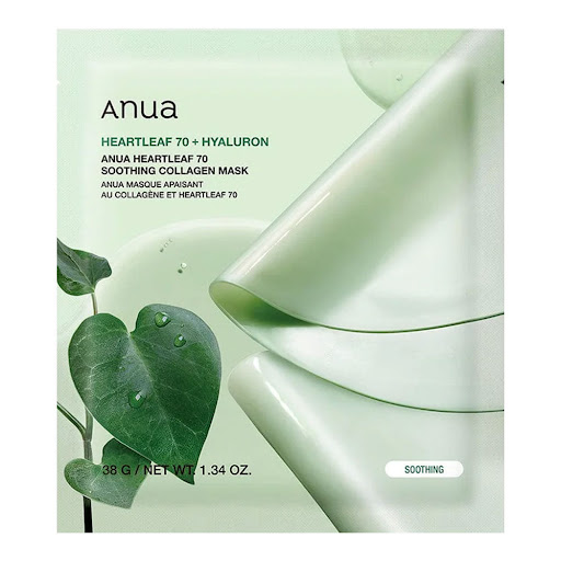 anua-heartleaf-70-soothing-collagen-mask-masokala.com ماسک ورقه ای تسکین دهنده و آبرسان آنوا