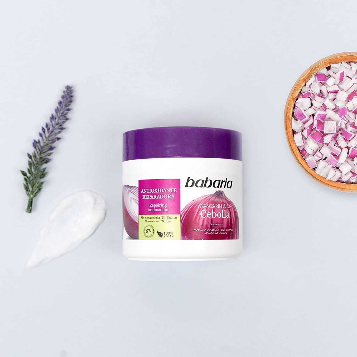 ماسک مو ترمیم کننده باباریا babaria حاوی عصاره پیاز قرمز