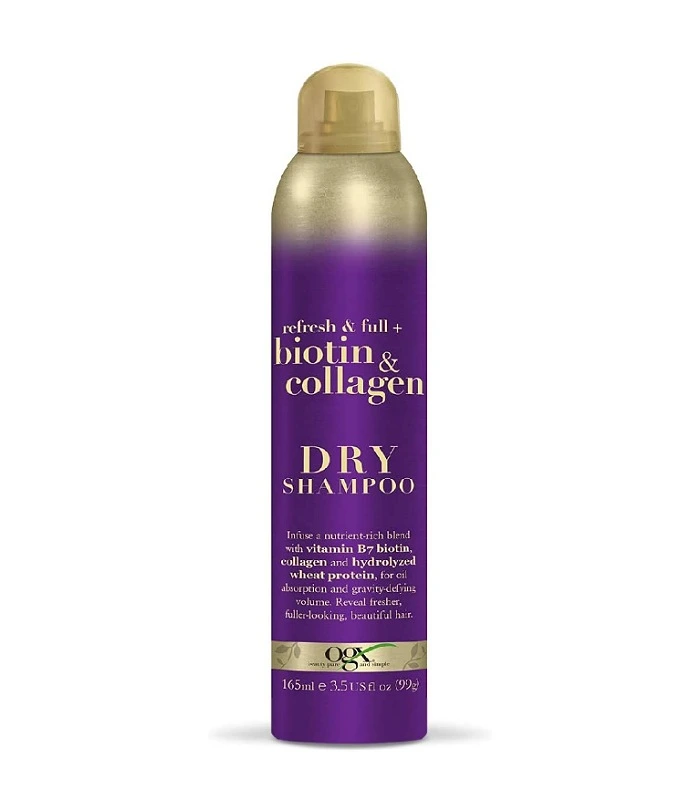 ogx-biotin-collagen-dry-shampoo-masokala.com شامپو خشک او جی ایکس حاوی کلاژن و بیوتین
