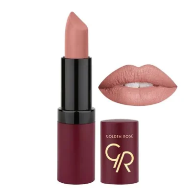 رژ لب جامد مات و مخملی گلدن رز Golden Rose مدل GR Velvet Matte Lipstick شماره 1