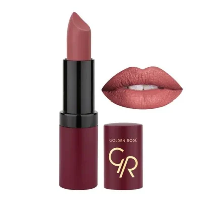 رژ لب جامد مات و مخملی گلدن رز Golden Rose مدل GR Velvet Matte Lipstick شماره 16