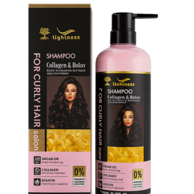 شامپو موهای فر لایتنس Lightness حاوی کلاژن و آرگان و کراتین حجم 900 میل